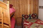 Mammoth Lakes Condo Rental Woodlands 31 - 3rd Bedroom with a Queen Bed and Bunk Beds